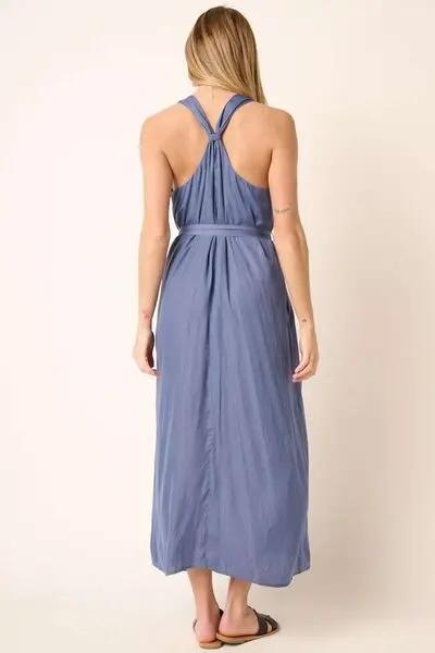 Mittoshop Cross Back Belted V Neck Tank Maxi Dress Chic - Love Salve